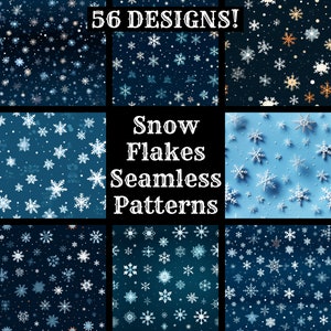 Snow Flakes Seamless Digital Paper, Printable Scrapbook Paper Seamless Textures, Instant Download, Commercial Use Snow Flakes Pattern Bundle
