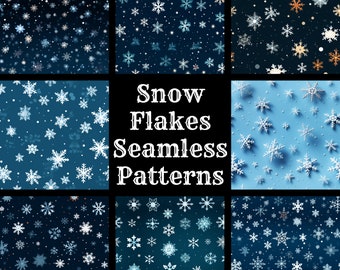 Snowflake Seamless Pattern Bundle: Printable Digital Paper (PNG, 300 dpi)