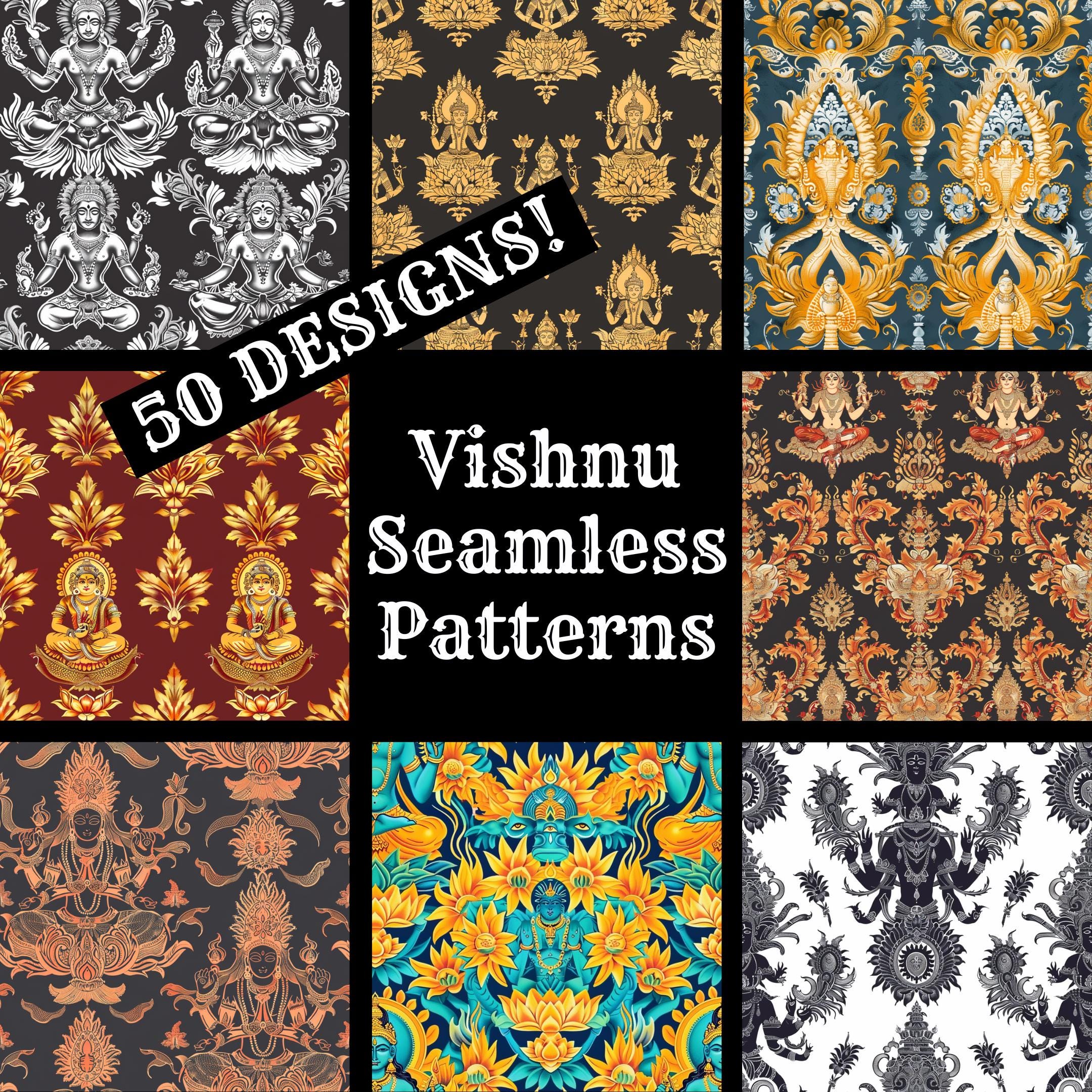 Vishnu Loop Pattern Vishnu Seamless Pattern: Printable Digital Paper (digital Download) - Etsy