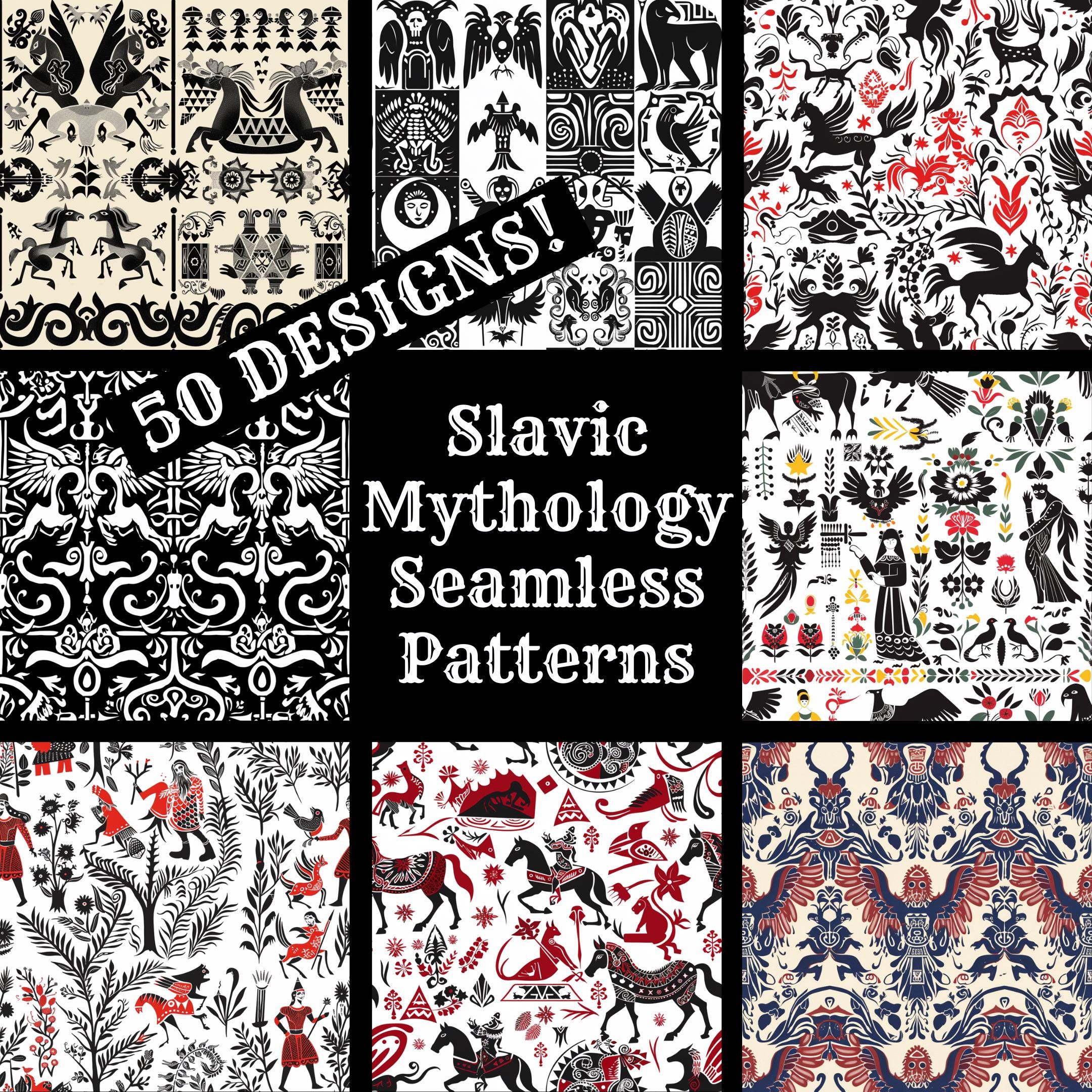 Slavic Mythology Seamless Digital Paper, Slavic Mythology Printable Scrapbook Paper Seamless Textures, Digital Instant Download