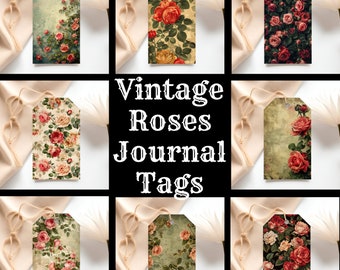 Vintage Roses Journal Tags: Scrapbook Verzierungen (Digitaler Download)