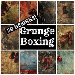 Papel para diario de boxeo grunge, papel imprimible de boxeo grunge, suministros para diarios antiguos, insertos para diarios