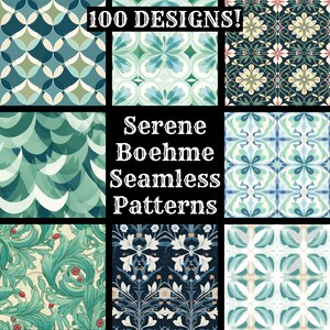 Serene Boehme naadloze digitaal papier, afdrukbaar plakboekpapier naadloze texturen, digitale Instant Download Serene Boehme achtergrondstructuur