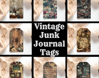 Vintage Junk Journal Tags: Printable Ephemera (PNG Digital Download)