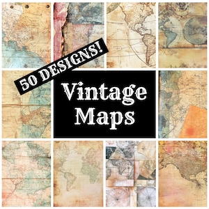 Vintage Maps Journal Paper, Vintage Maps Printable Paper, Vintage Journal Supplies, Journal Inserts