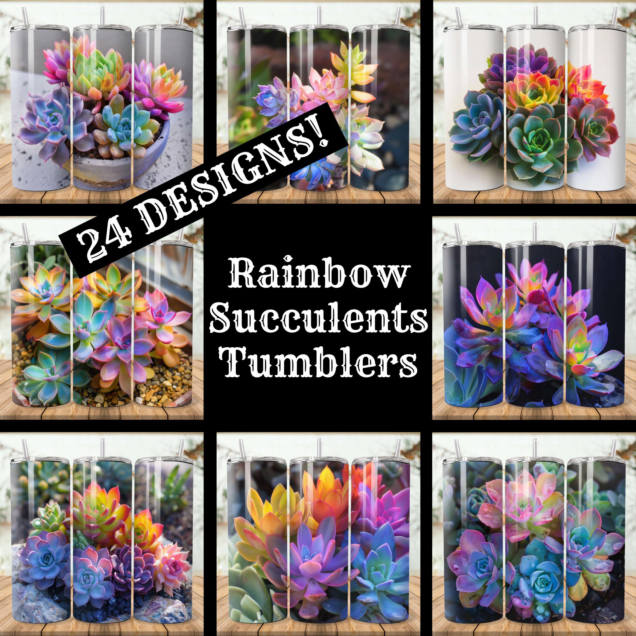 Rainbow Succulents Tumbler Wrap Bundle: 20 Oz Skinny Tumbler ...