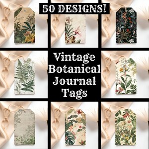 Vintage Botanical Journal Tags, Vintage Botanical Printable Tags, Vintage Botanical Journal Supplies, Journal Inserts, Gift Tags