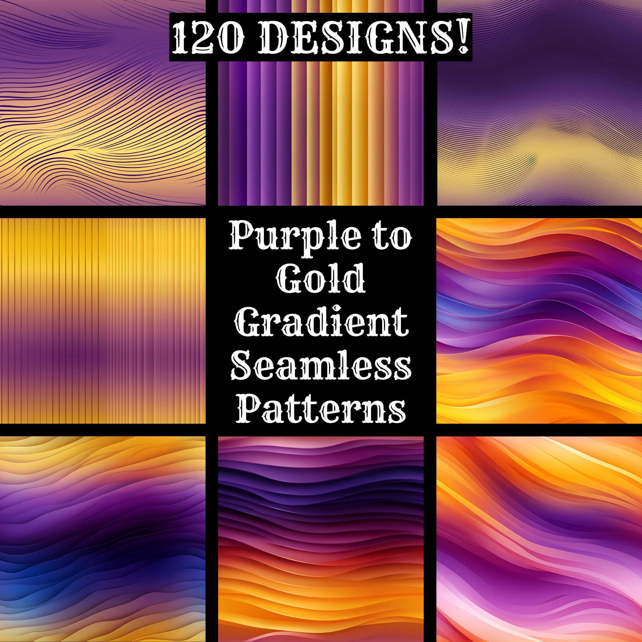 Purple to Gold Gradient Seamless Digital Paper, Printable Scrapbook ...