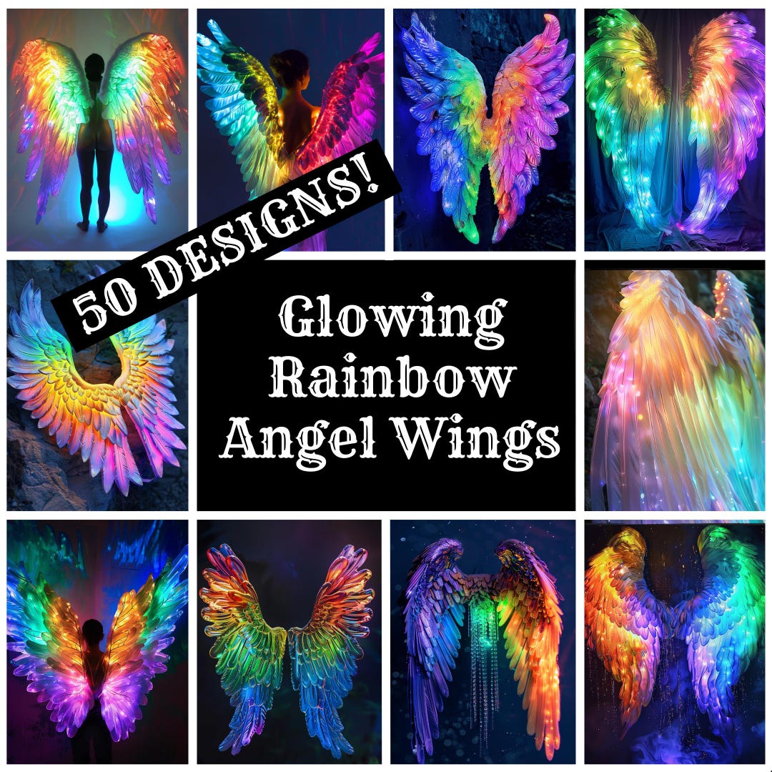 Glowing Rainbow Angel Wings Journal Paper, Glowing Rainbow Angel Wings ...