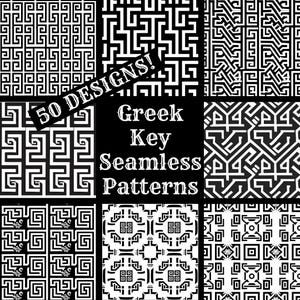 Greek Key Seamless Digital Paper, Greek Key Printable Scrapbook Paper Seamless Textures, Digital Instant Download