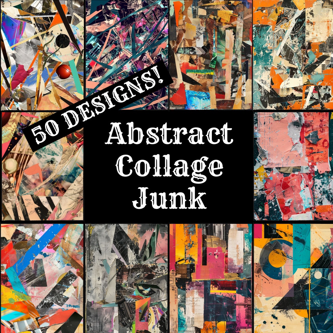 Abstract Collage Junk Journal Paper: 50 PNG Designs (digital Download ...