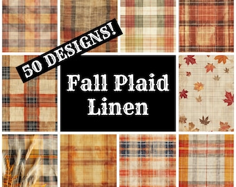 Fall Plaid Linen Digital Paper: Vintage Journal Inserts (PNG, 8.5x11 in)