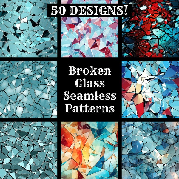 Broken Glass Seamless Digital Paper, Printable Scrapbook Paper Seamless Textures, Digital Instant Download Seamless Broken Glass Pattern