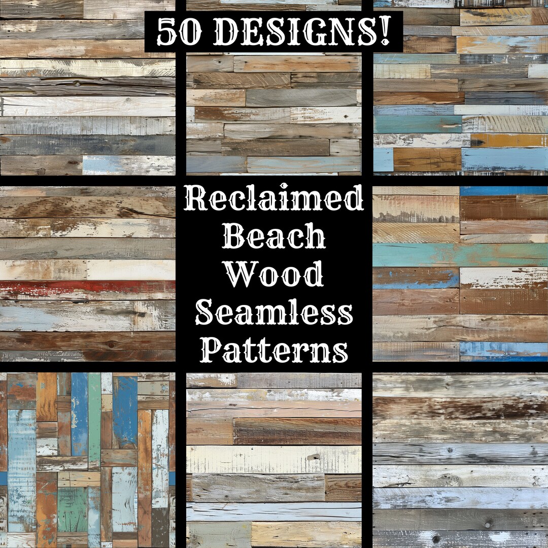 Reclaimed Beach Wood Seamless Digital Paper, Printable Scrapbook Paper ...