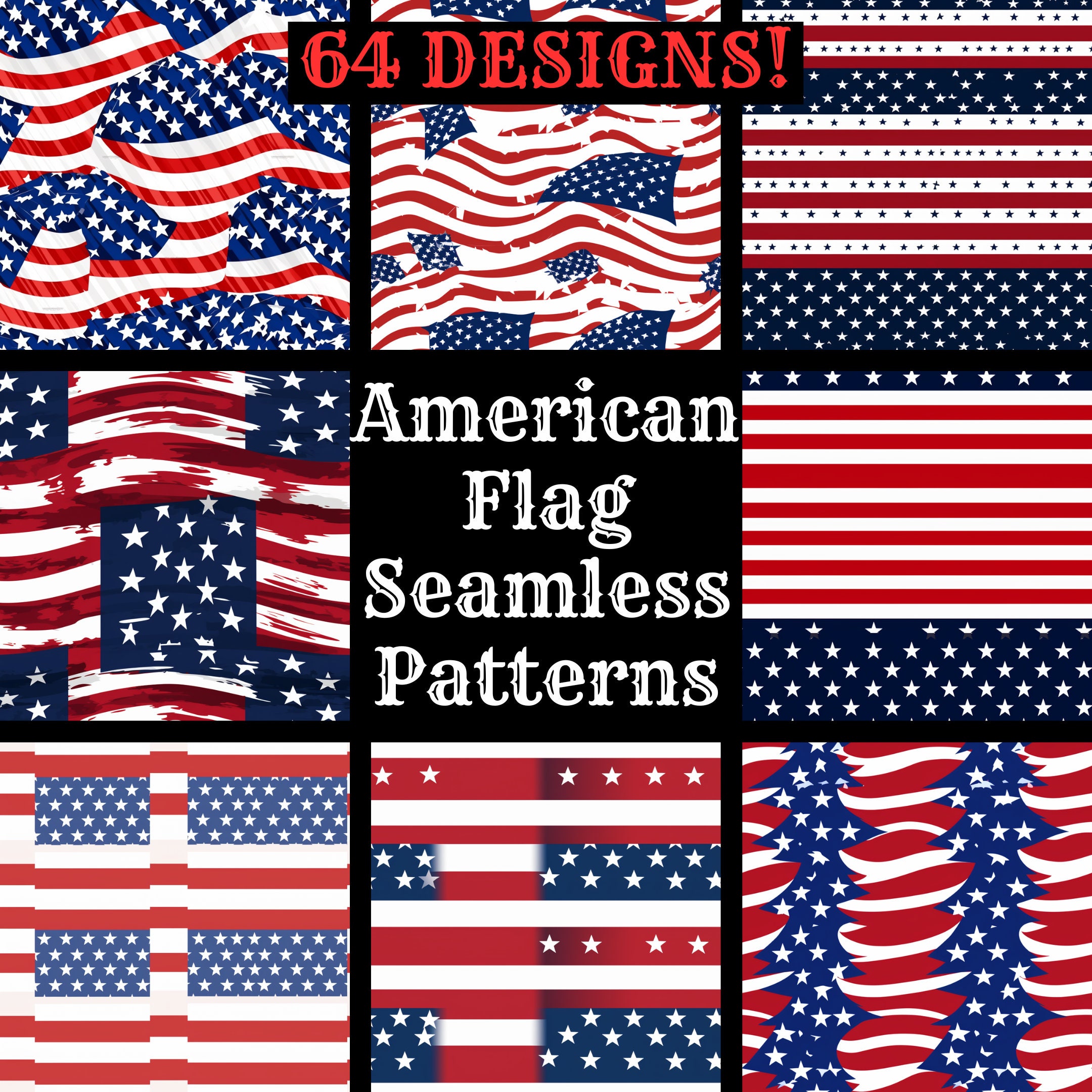 American Flag Seamless Digital Paper, Printable Scrapbook Paper ...