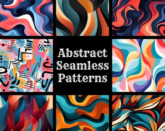 Abstract Seamless Pattern Bundle: 50 PNG Digital Papers (Digital Download)