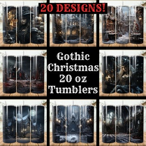 Gothic Christmas Tumbler Wrap Bundle 20 Pack 20 oz Skinny Tumbler Sublimation Designs Straight Tapered Tumbler PNG, Instant Download