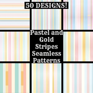 Pastel and Gold Stripes Seamless Digital Paper Printable Scrapbook Paper Seamless Textures, Instant Download Commercial Use Seamless Stripes