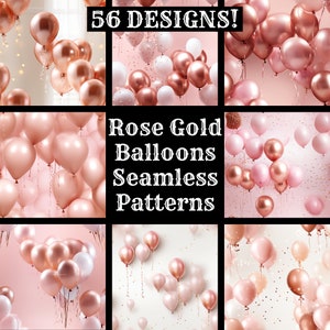 Rose Gold Balloons Seamless Digital Paper, Printable Scrapbook Paper Seamless Textures, Instant Download, Commercial Use Rose Gold Pattern