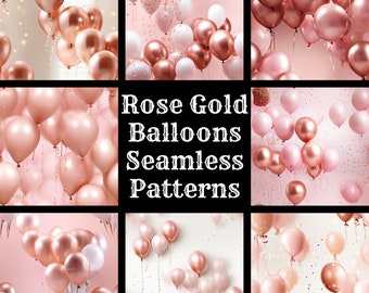 Rose Gold Balloons Seamless Patterns: Scrapbook Paper (Digital Download)
