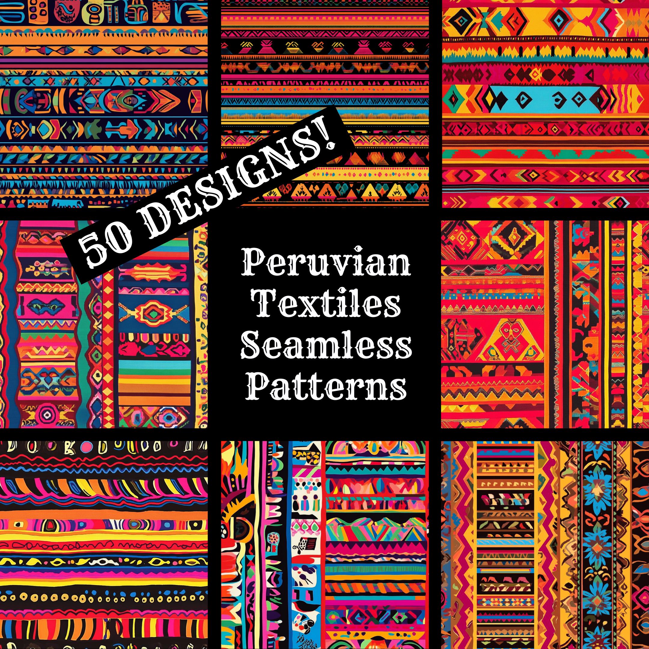 Peruvian Textiles Seamless Patterns: 50 PNG Digital Papers (digital ...