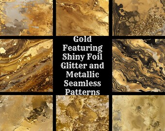 Gold Foil Glitter Seamless Paper: Metallic Textures (Digital Download)