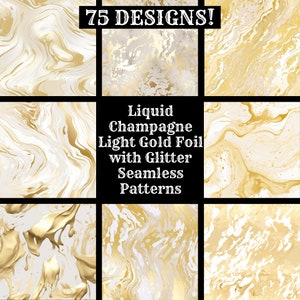 Gold Foil Seamless Pattern: Liquid Champagne Glitter Textures (Digital Download)