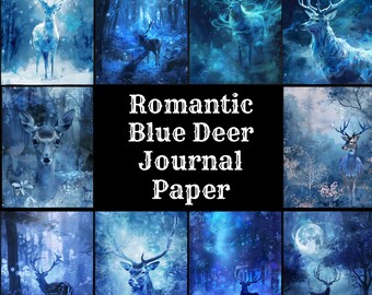Blue Deer Journal Paper: Romantic Vintage Scrapbook (Digital Download)