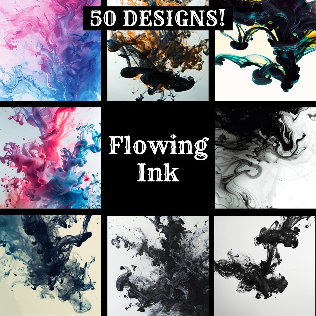 Flowing Ink Digital Paper: High-resolution Scrapbook Designs (PNG) - Etsy