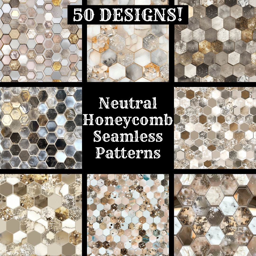 Neutral Honeycomb Seamless Pattern: 50 PNG Digital Papers (digital ...