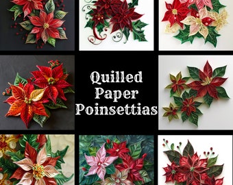 Quilled Paper Poinsettias: High Resolution Digital Paper (PNG)