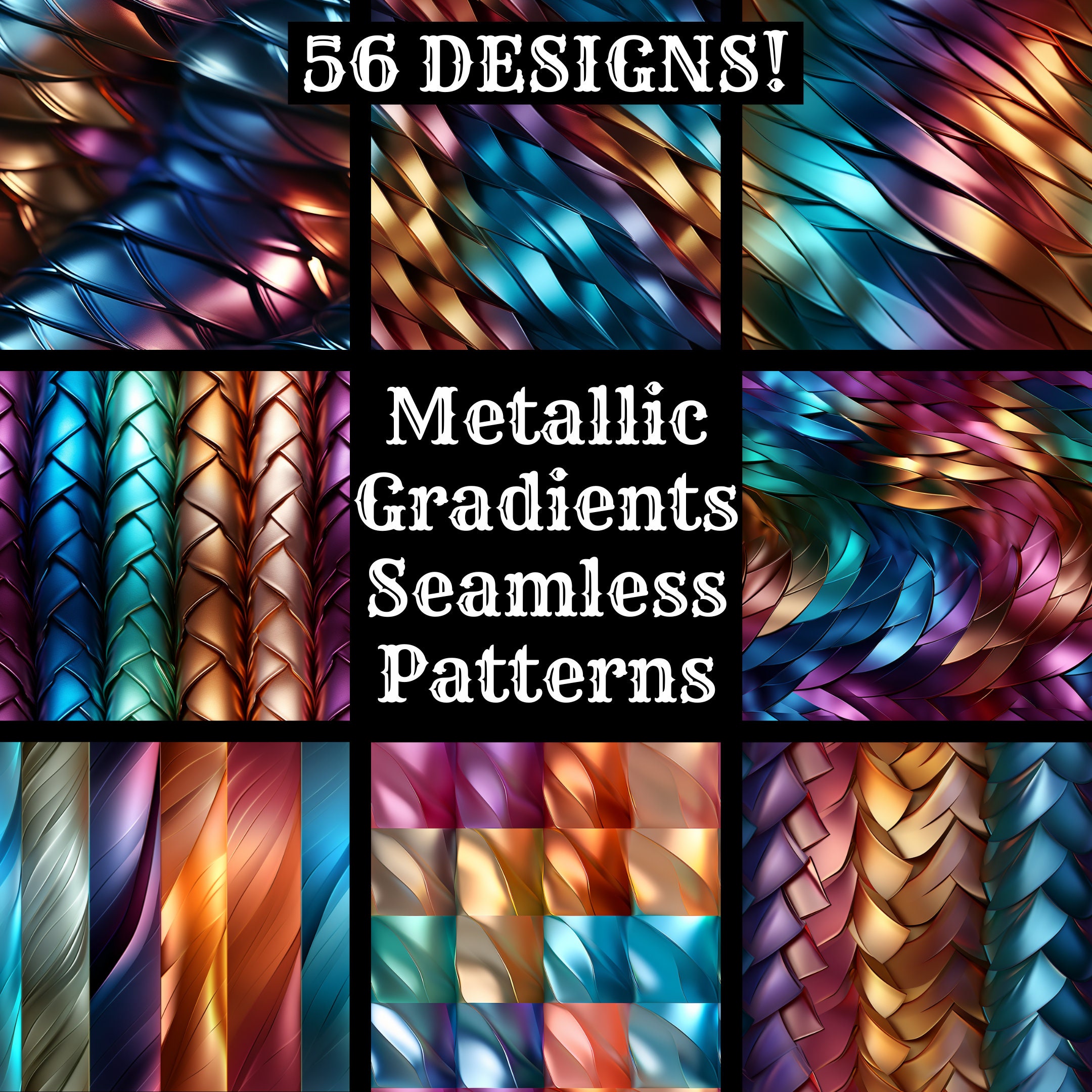 Metallic Gradients Seamless Digital Paper, Printable Scrapbook Paper Seamless Textures, Instant Download, Commercial Use Metallic Patterns