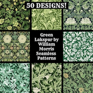Grün Lakspur von William Morris Nahtloses digitales Papier, druckbares Scrapbook Papier nahtlose Texturen, digitaler Sofort Download William Morris