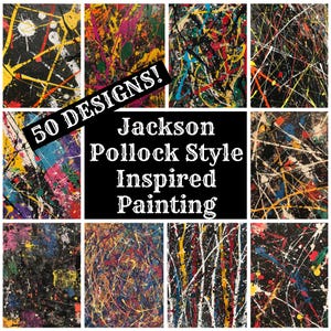 Papel de diário de pintura inspirado no estilo Jackson Pollock, papel para impressão Jackson Pollock, suprimentos para diário vintage Jackson Pollock