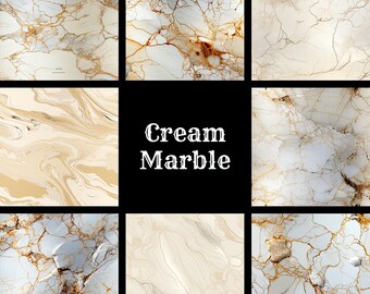 Cream Marble Digital Paper: Seamless PNG Patterns (1024x1024 px)