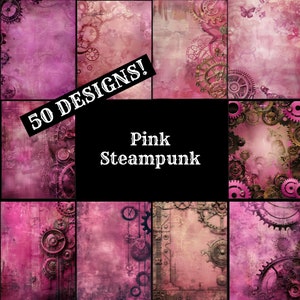 Carta per diario Steampunk rosa vintage stampabile per scrapbooking e diari spazzatura, Steampunk rosa, forniture per diario Steampunk rosa