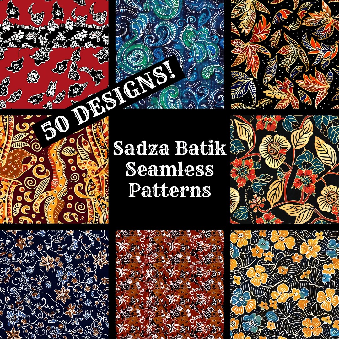 Sadza Batik Seamless Patterns: 50 PNG Digital Papers (digital Download ...