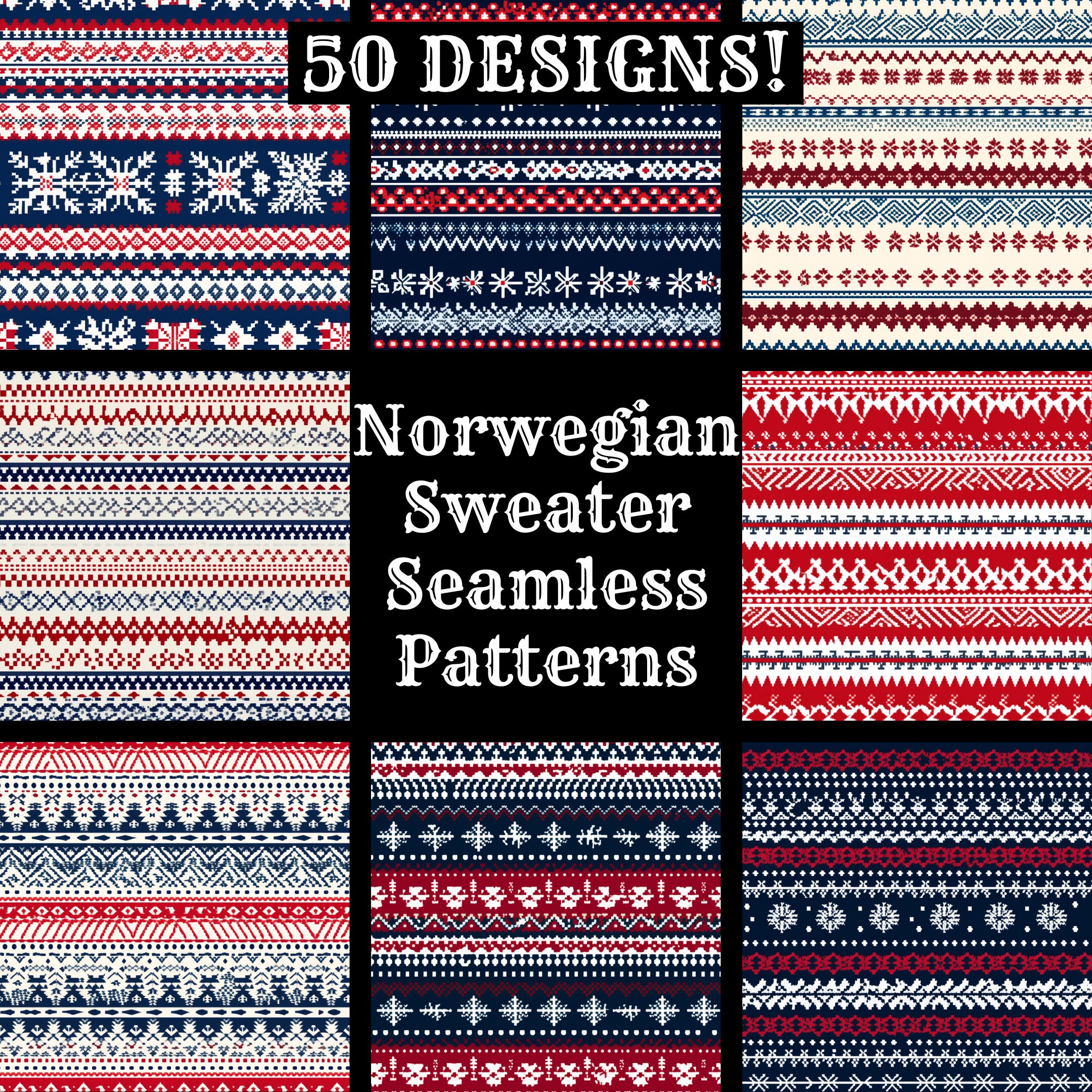 Norwegian Sweater Seamless Pattern Digital Paper (PNG, 300 Dpi) - Etsy