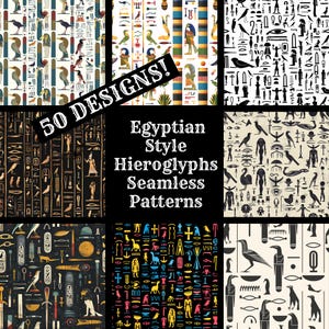 Ägyptischen Stil Hieroglyphen nahtlose digitales Papier, druckbare Scrapbook Papier nahtlose Texturen, digitaler Sofort Download