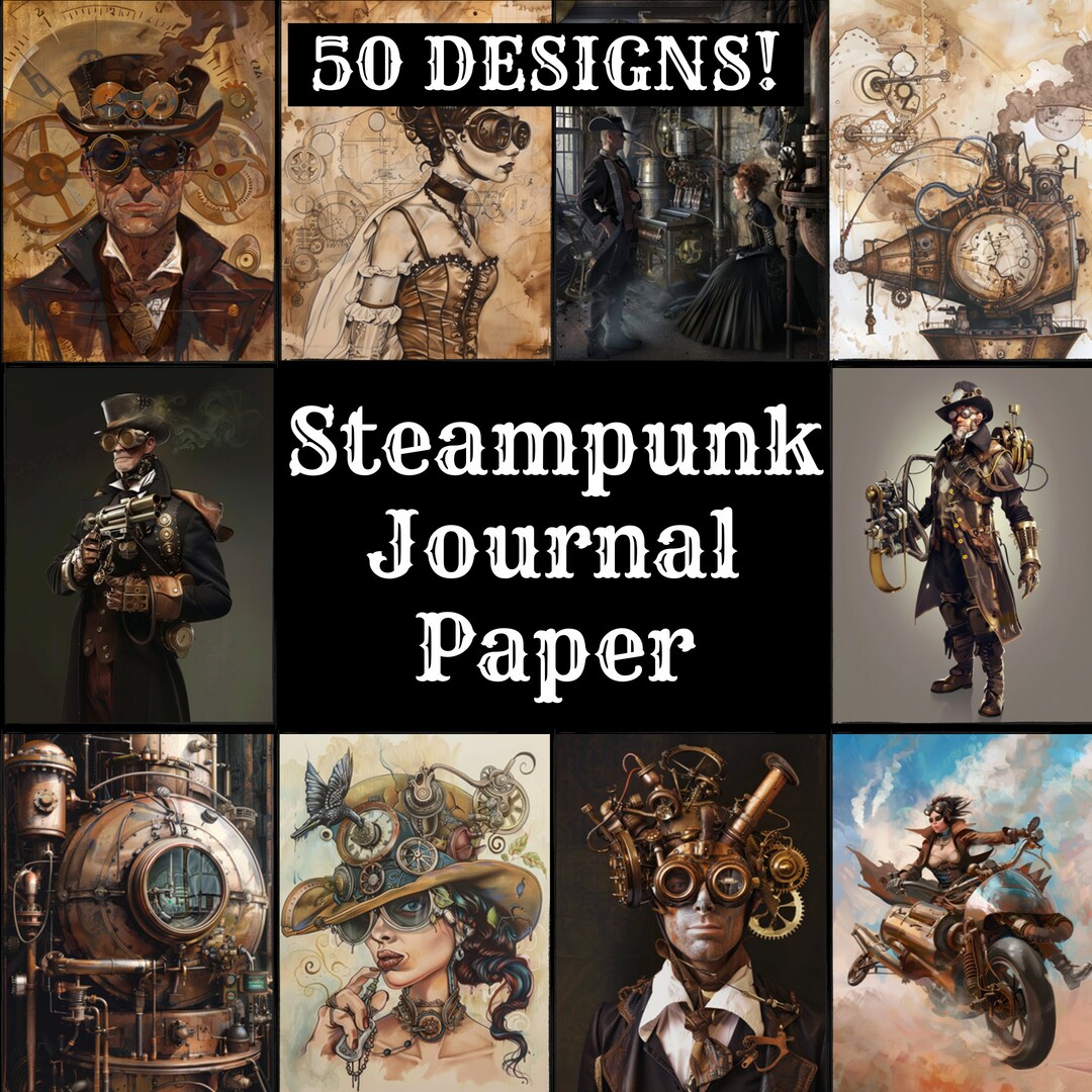 Steampunk Journal Paper, Steampunk Printable Paper, Vintage Steampunk ...