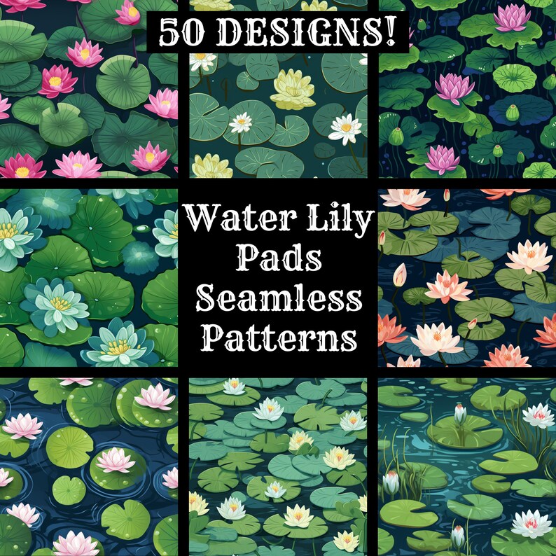 Water Lily Pads Seamless Pattern: Scrapbook Paper (digital Download) - Etsy