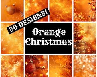 Orange Christmas Journal Paper: Vintage Scrapbook Inserts (Digital Download)