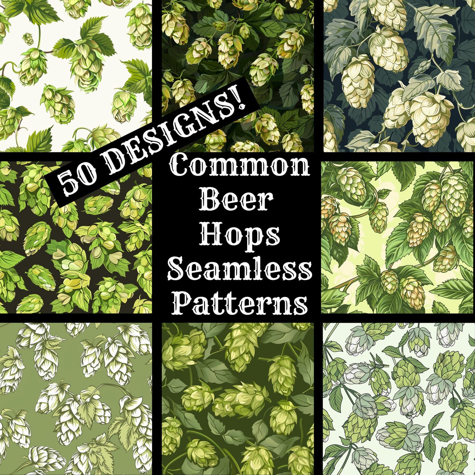 Beer Hops Seamless Pattern: Scrapbook Paper, Fabric Print (digital ...