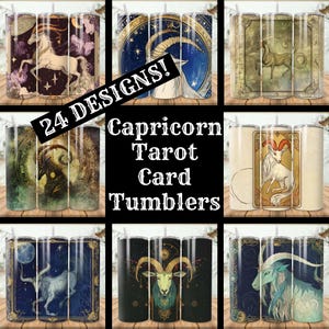 Steenbok tarotkaart beker 24 bundelverpakking Steenbok tarotkaart 20 oz magere beker sublimatie ontwerpen Steenbok sterrenbeeld taps toelopende beker