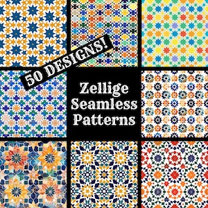 Zellige Seamless Digital Paper, Zellige Printable Scrapbook Paper ...