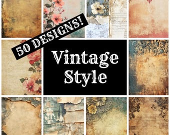 Vintage Style Journal Paper: 50 Printable Designs (Digital Download)