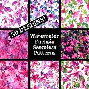 Watercolor Fuchsia Seamless Digital Paper, Printable Scrapbook Paper ...