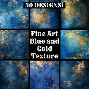 Fine Art Blue and Gold Texture Paper, Fine Art Gold and Blue Printable Paper, Fine Art Blue and Gold Texture Journal Supplies Journal Insert
