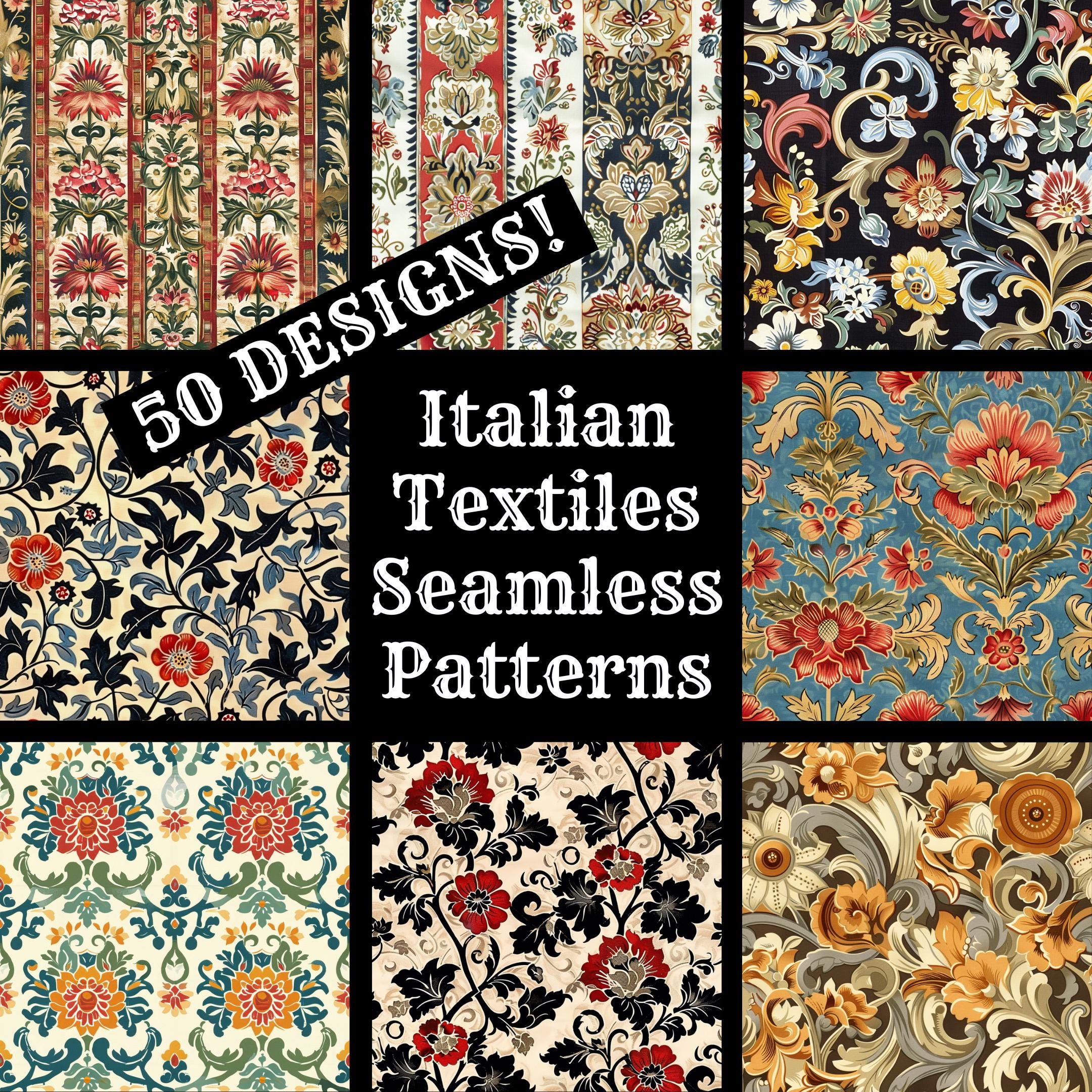 Italian Textile Patterns: Seamless Scrapbook Paper (digital Download ...