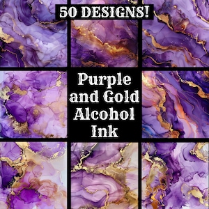 Purple and Gold Alcohol Ink Paper, Purple and Gold Alcohol Ink Printable Paper, Purple and Gold Alcohol Ink Journal Supplies, Journal Insert